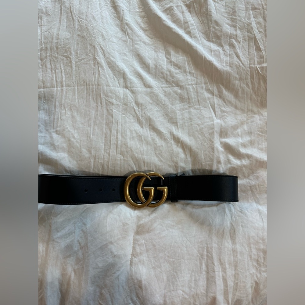 Black Marmont GG Gucci belt with gold Buckle